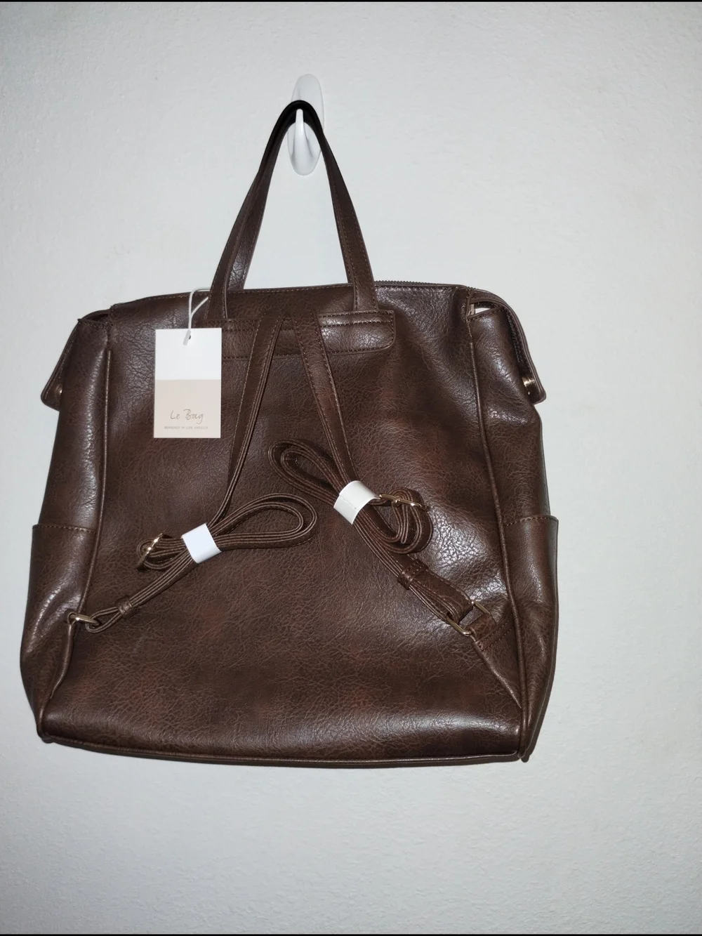 Everyday Brown Backpack Tote with Tassel Accent